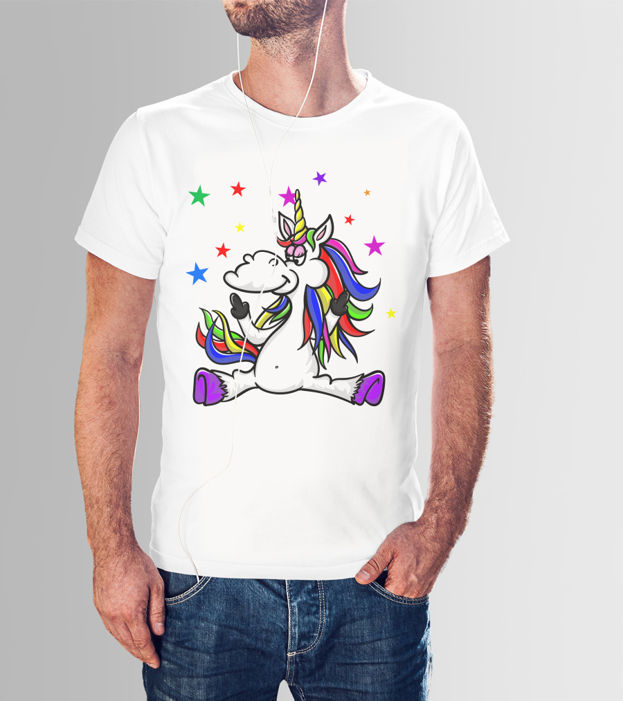 Funny Unicorn Twinkles Rainbow Star T-Shirt