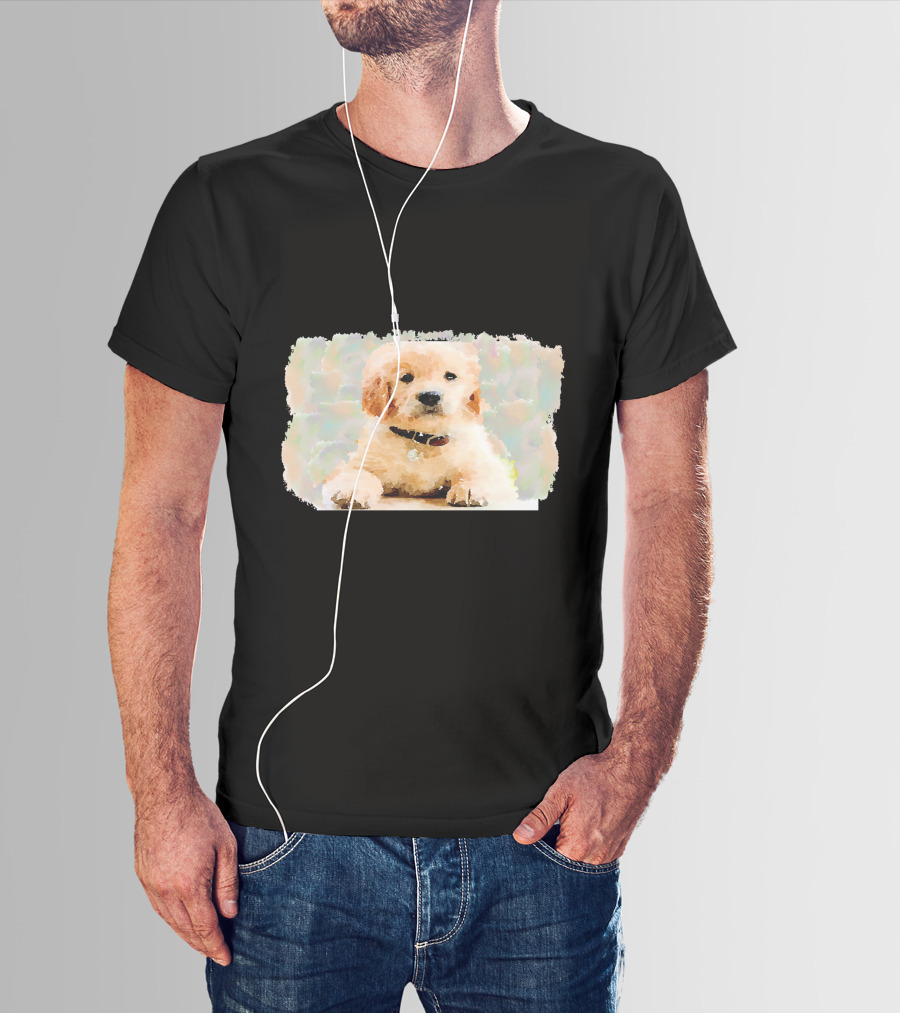 Watercolor Puppy Dog Golden Retriever Pastel Abstract T-Shirt