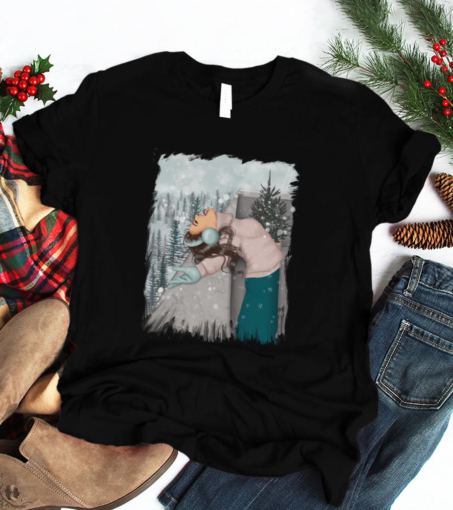 Best Wish In Winter Embracing Snowfall In Forest Scene T-Shirt