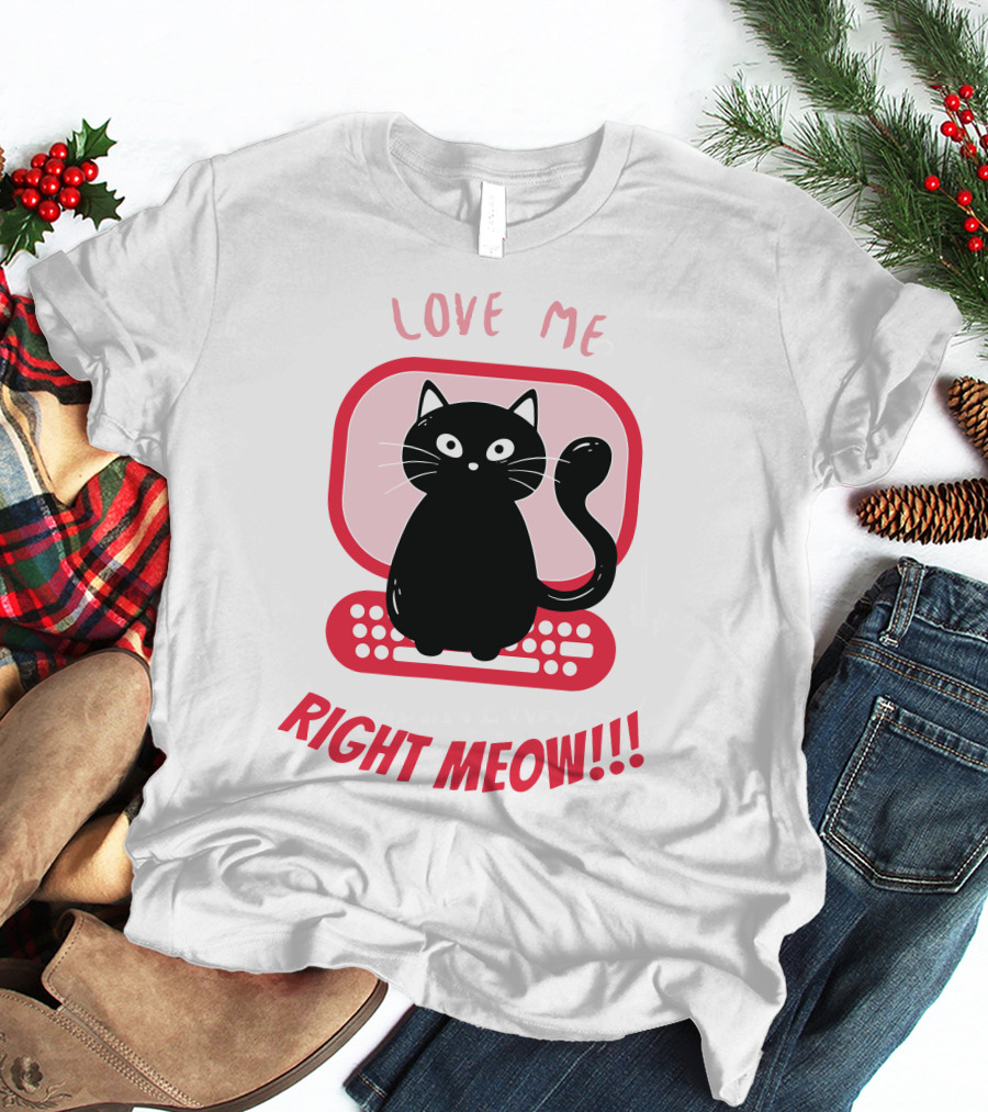 Love Me Right Meow Valentine Boss Kitty T-Shirt