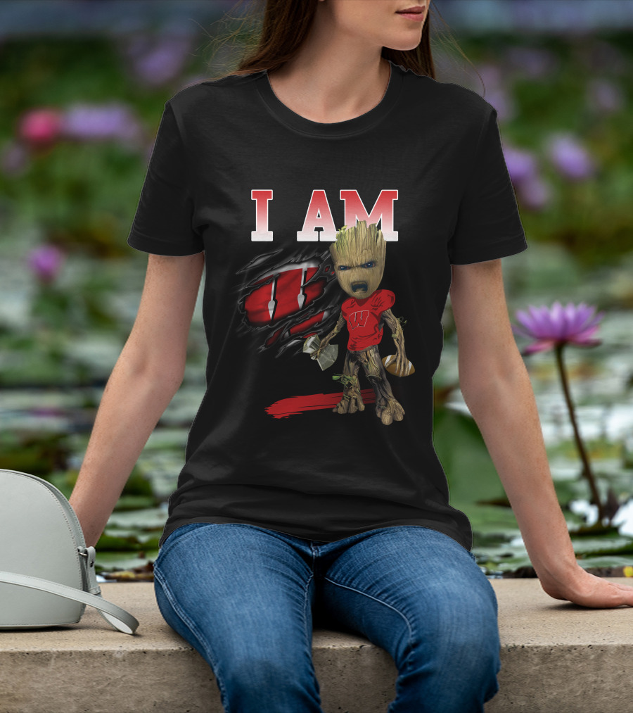 I Am Groot Wisconsin Badgers Football Fan T-Shirt