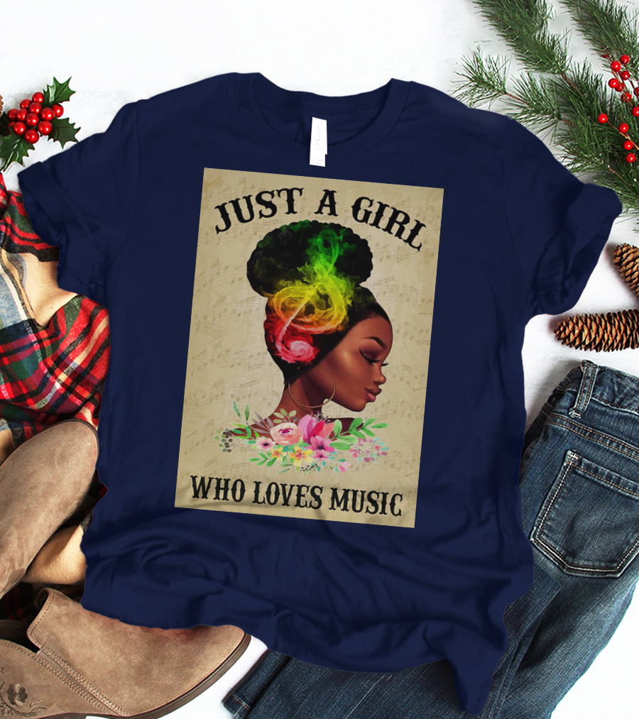 Just A Girl With Colorful Musical Hair Who Loves Music T-Shirt