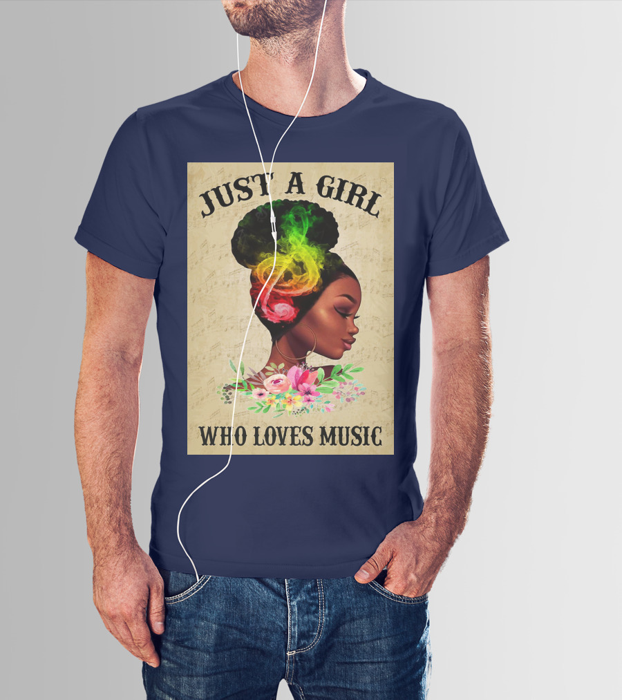 Just A Girl With Colorful Musical Hair Who Loves Music T-Shirt