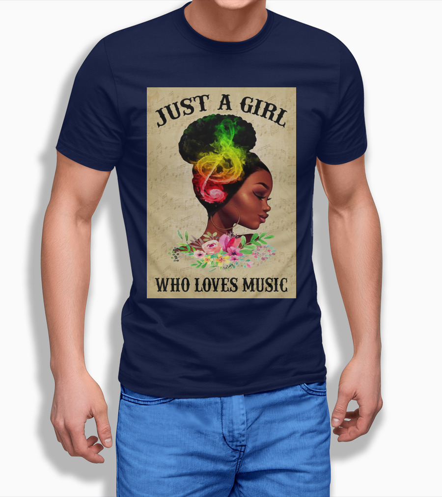 Just A Girl With Colorful Musical Hair Who Loves Music T-Shirt