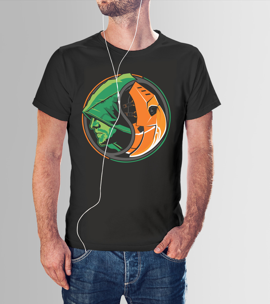 Green Arrow Slade Deathstroke Yin Yang T-Shirt
