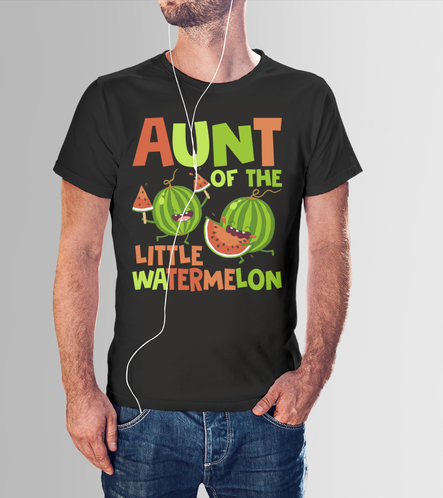 Aunt Of The Little Watermelon Funny Birthday Family T-Shirt