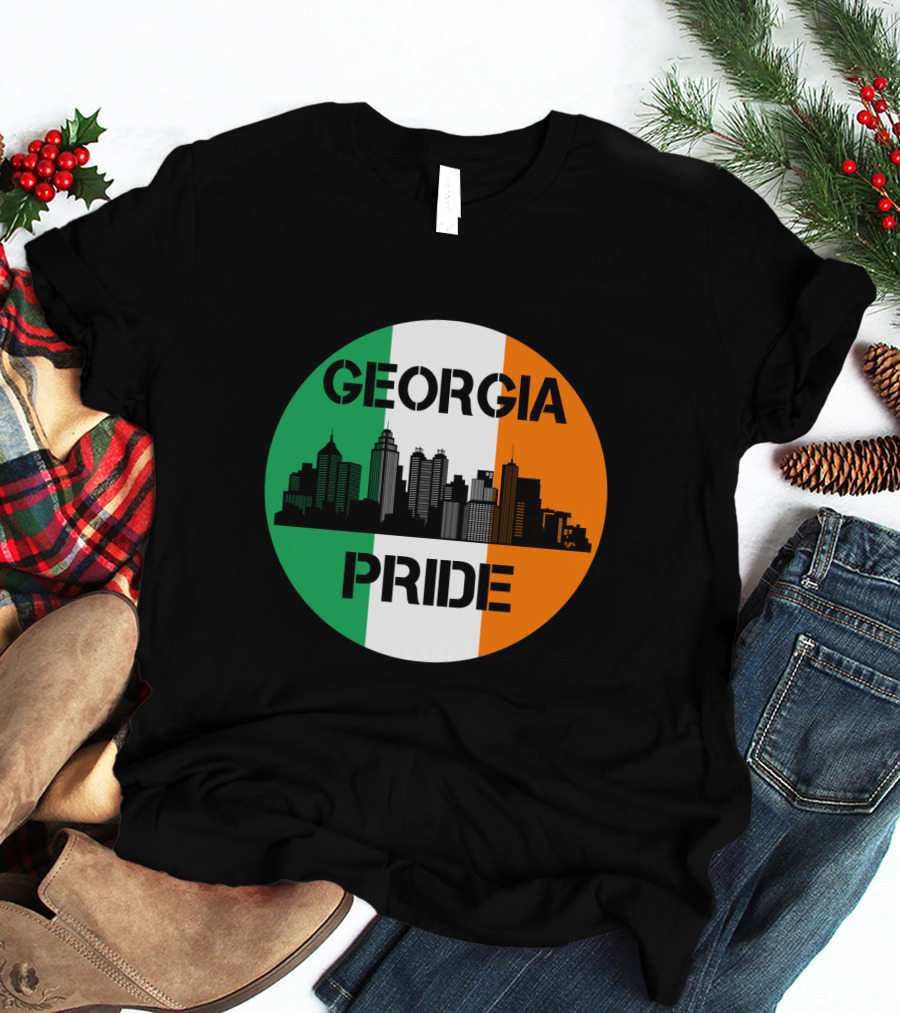 Georgia Pride Skyline Irish Flag Georgia T-Shirt
