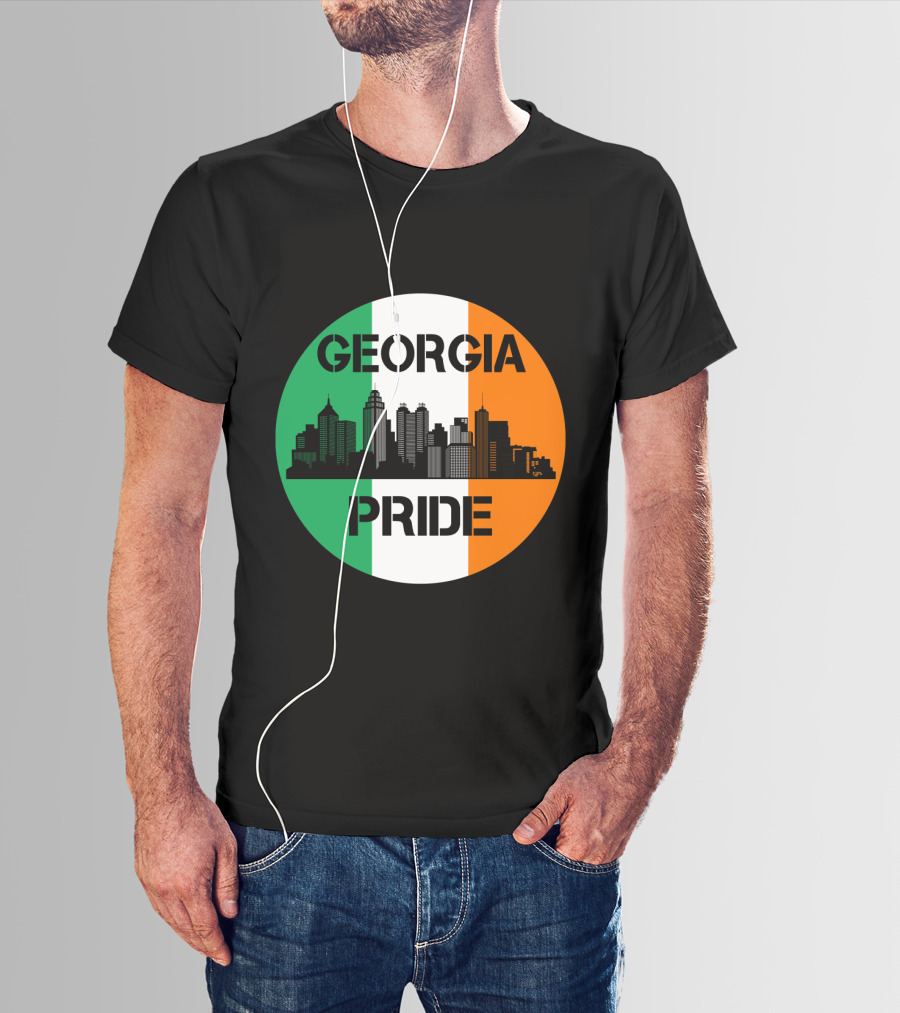Georgia Pride Skyline Irish Flag Georgia T-Shirt