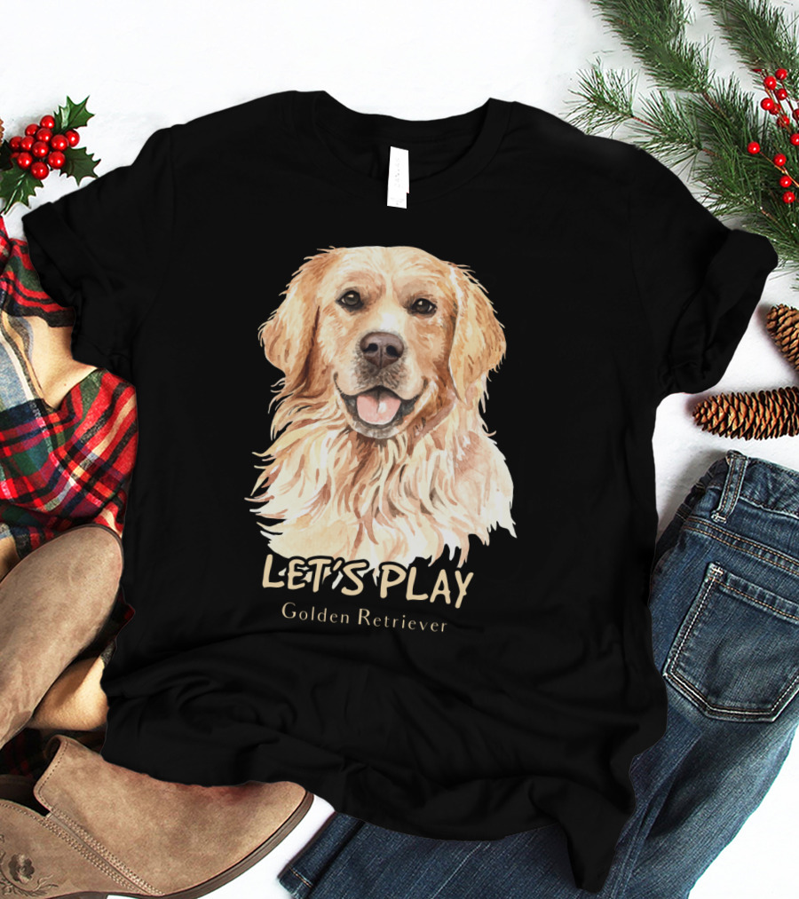 LET'S PLAY Golden Retriever Dog Watercolor T-Shirt