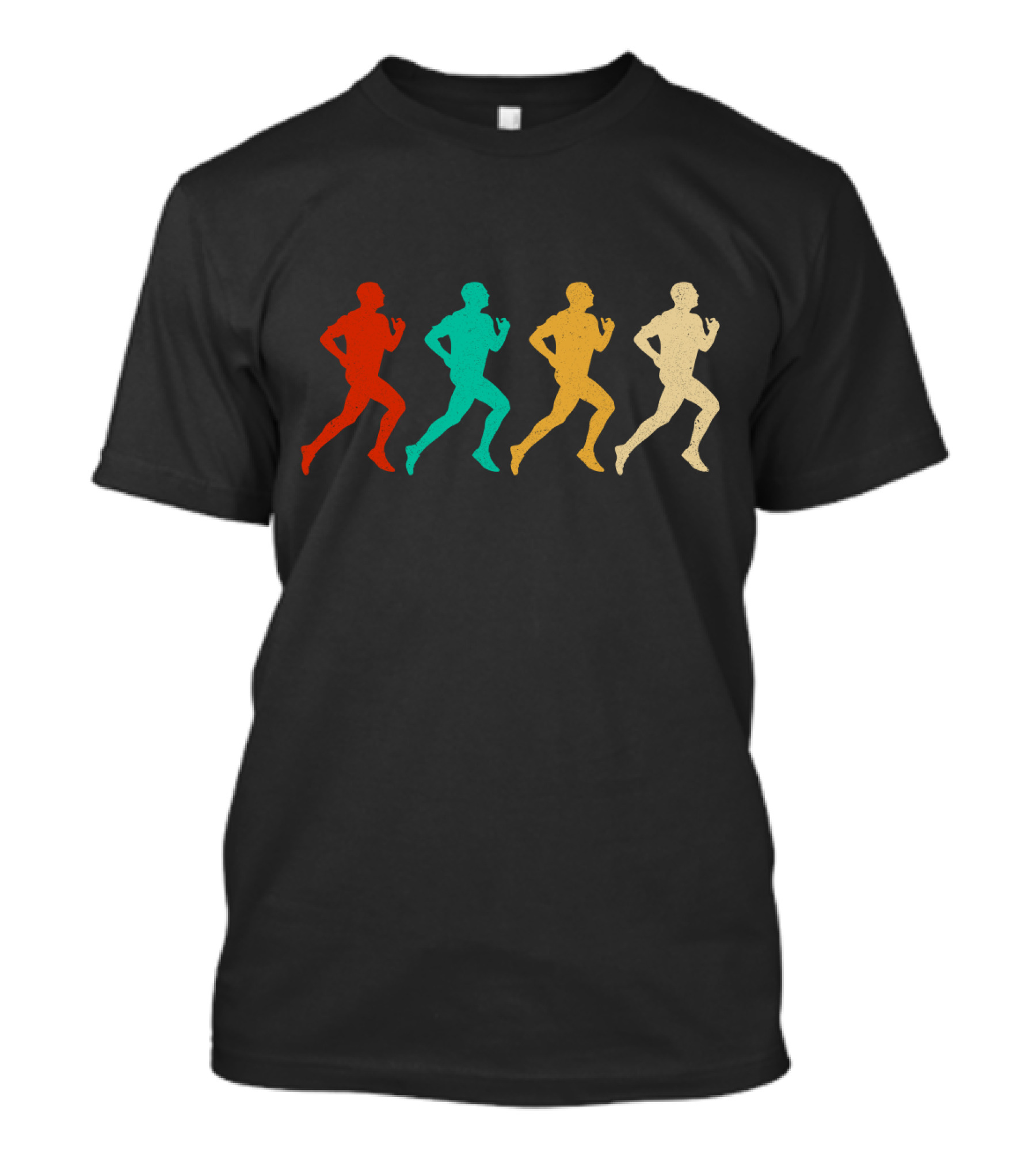 Vintage Running Colorful Silhouette Sequence T-Shirt