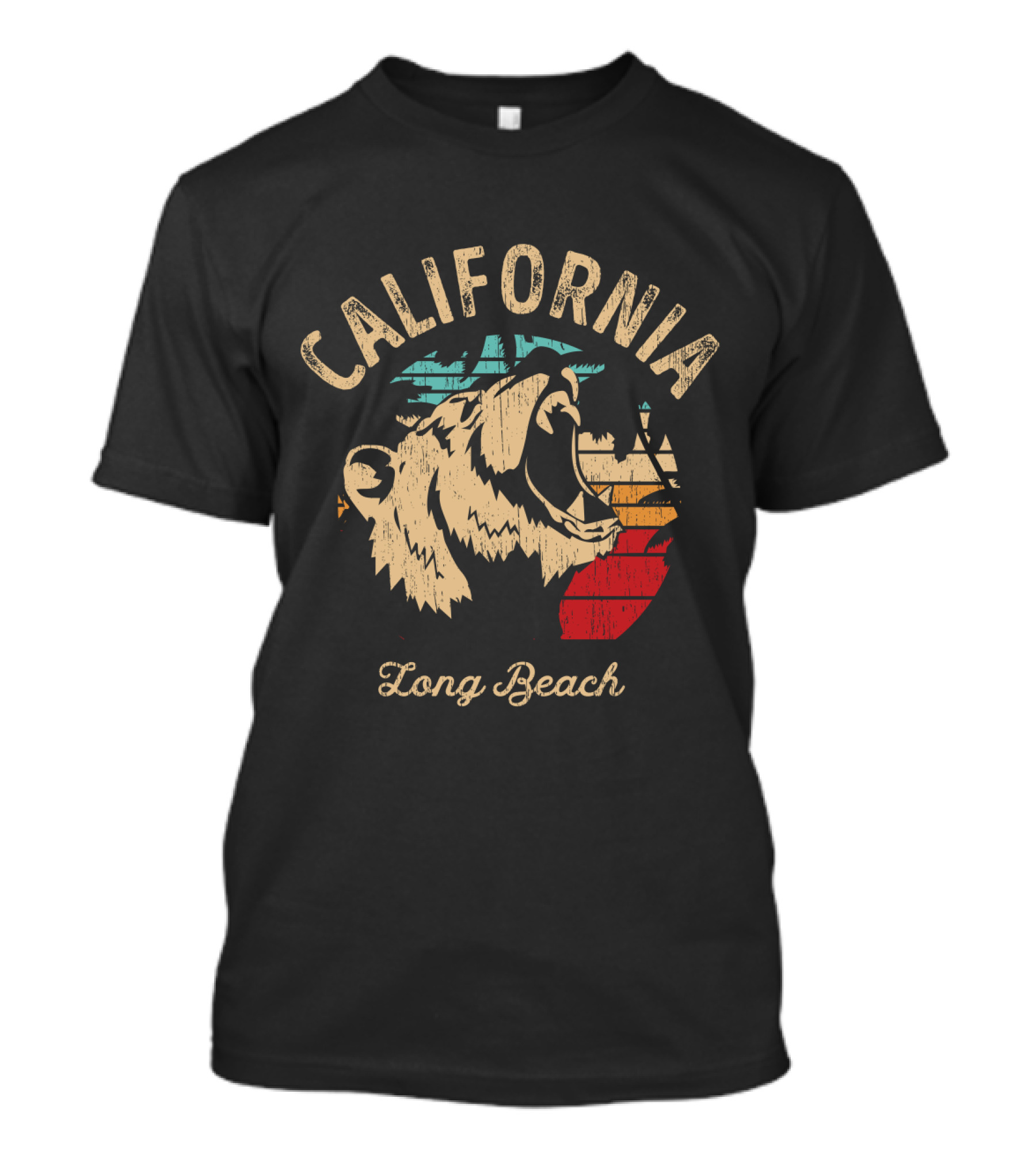 California Long Beach Bear Retro Vintage T-Shirt