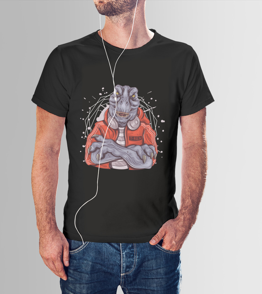 T-Rex DJ With Headphones Crossed Arms Music Jockey T-Shirt