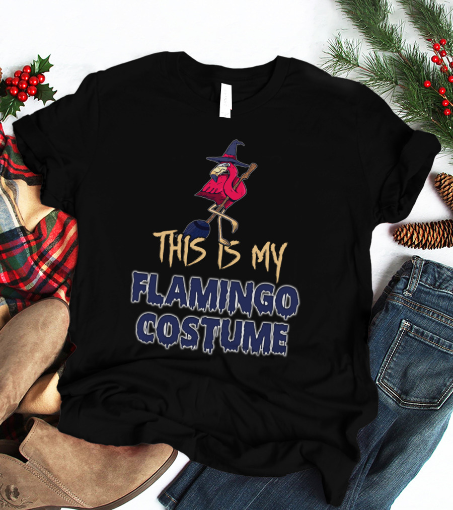 This Is My Flamingo Costume Witch Broomstick Family T-Shirt
