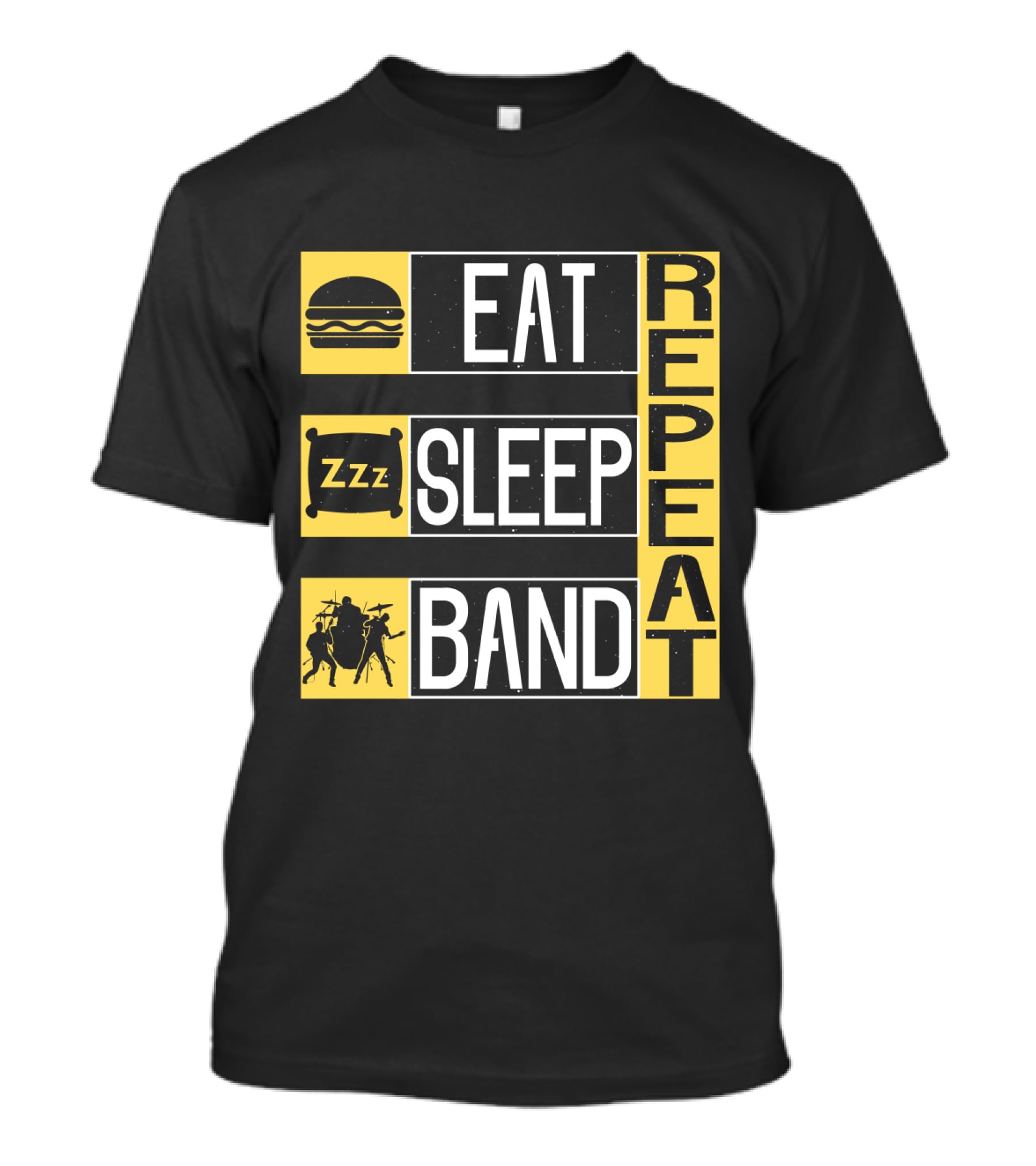 Eat Sleep Band Repeat Music Burger Pillow Icons T-Shirt