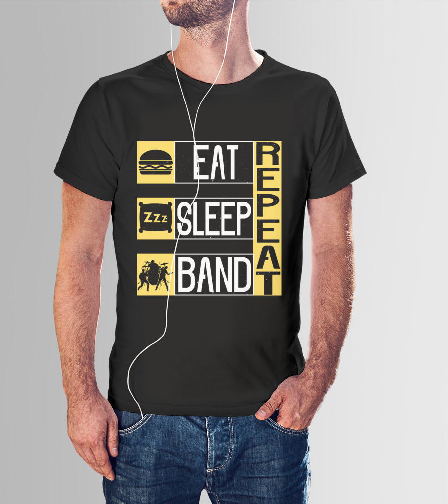 Eat Sleep Band Repeat Music Burger Pillow Icons T-Shirt