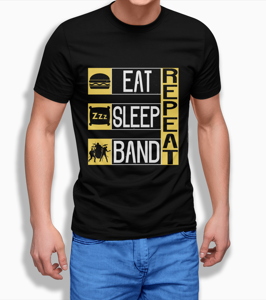 Eat Sleep Band Repeat Music Burger Pillow Icons T-Shirt