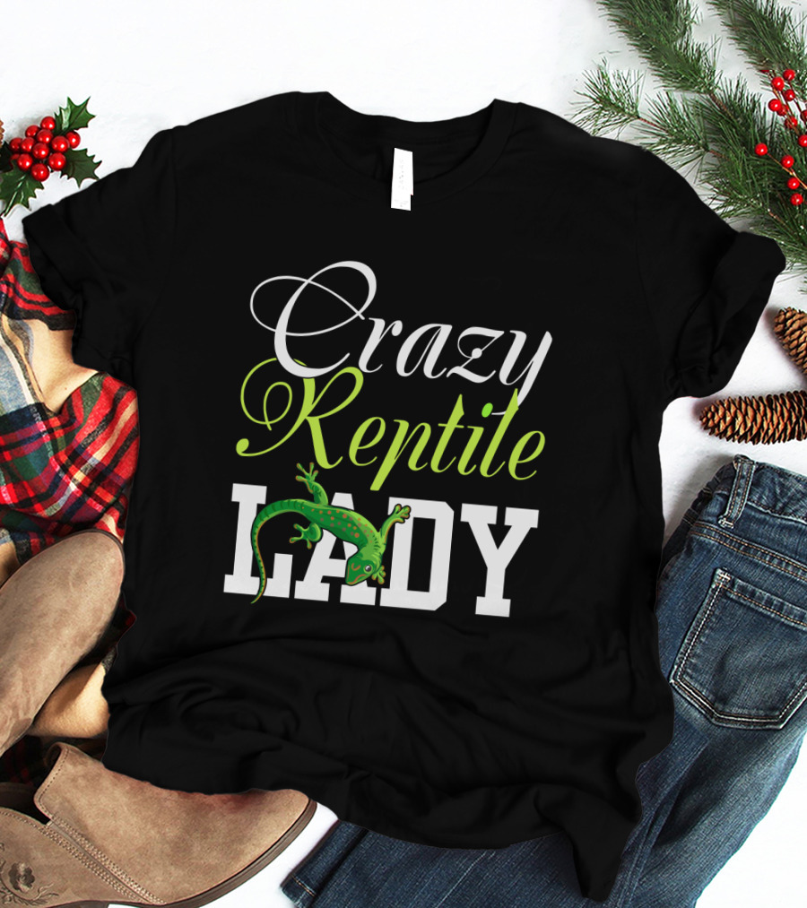 Crazy Reptile Lady Green Gecko T-Shirt