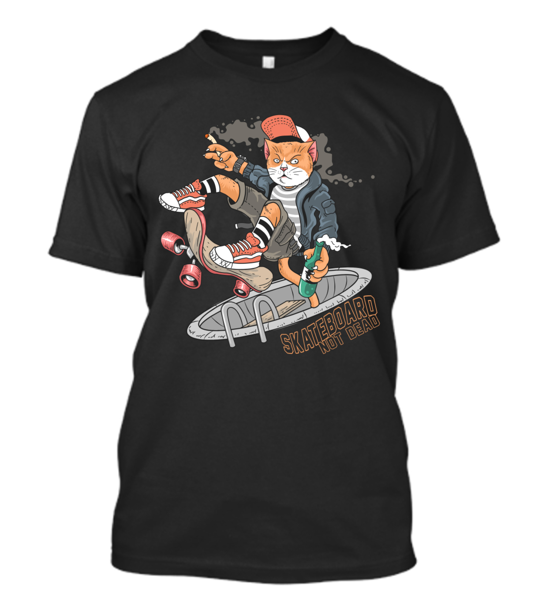 Cat Skateboard Not Dead T-Shirt