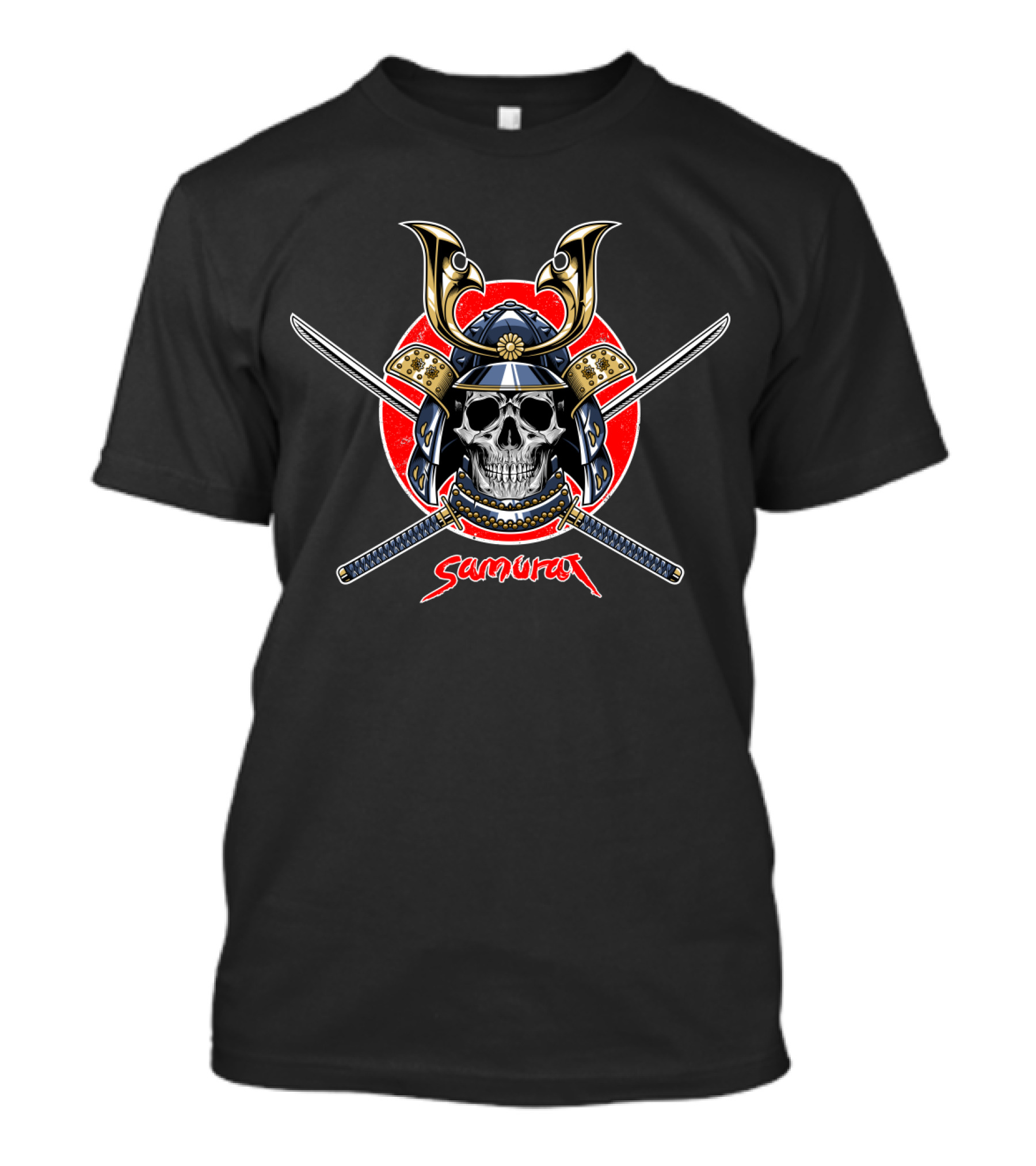 Samurai Skull Warrior Helmet With Crossed Swords T-Shirt