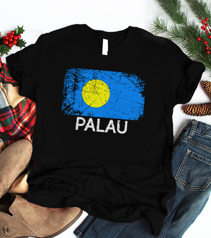 Vintage Palauan Flag Graphic Palau T-Shirt