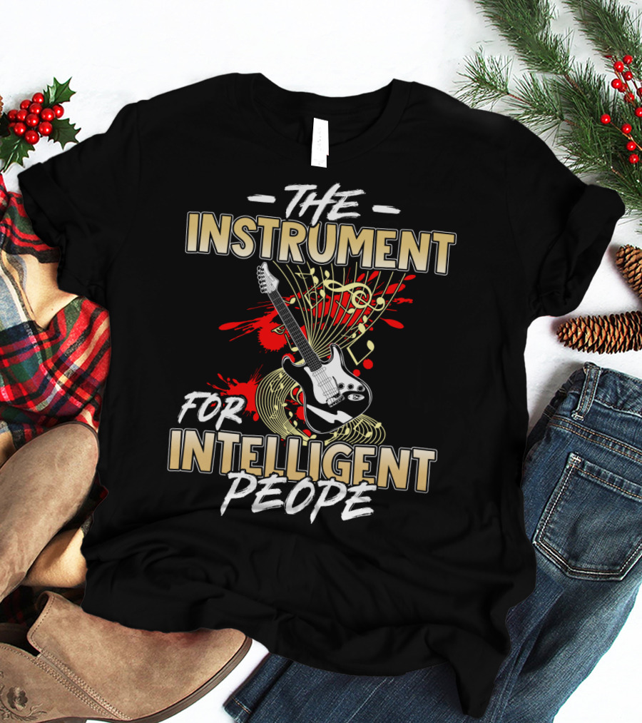 Guitar The Instrument For Intelligent People Electric Music Notes T-Shirt