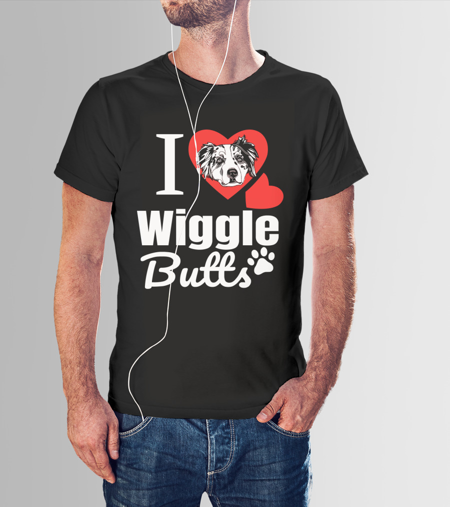 I Love Wiggle Butts I Heart Australian Shepherd T-Shirt