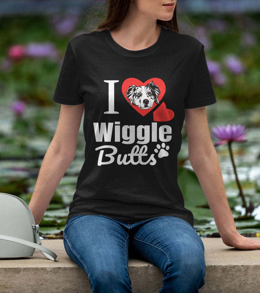 I Love Wiggle Butts I Heart Australian Shepherd T-Shirt