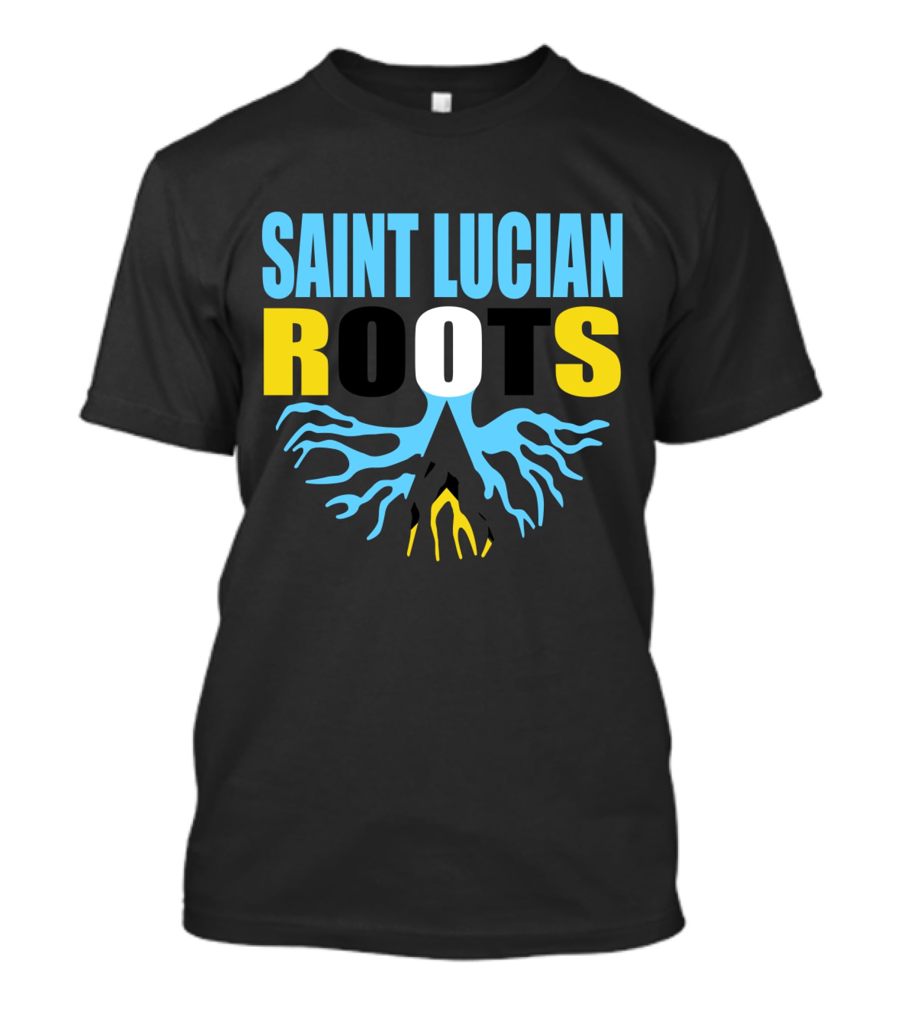 Storecastle Saint Lucian Roots With Saint Lucia Flag Colors T-Shirt