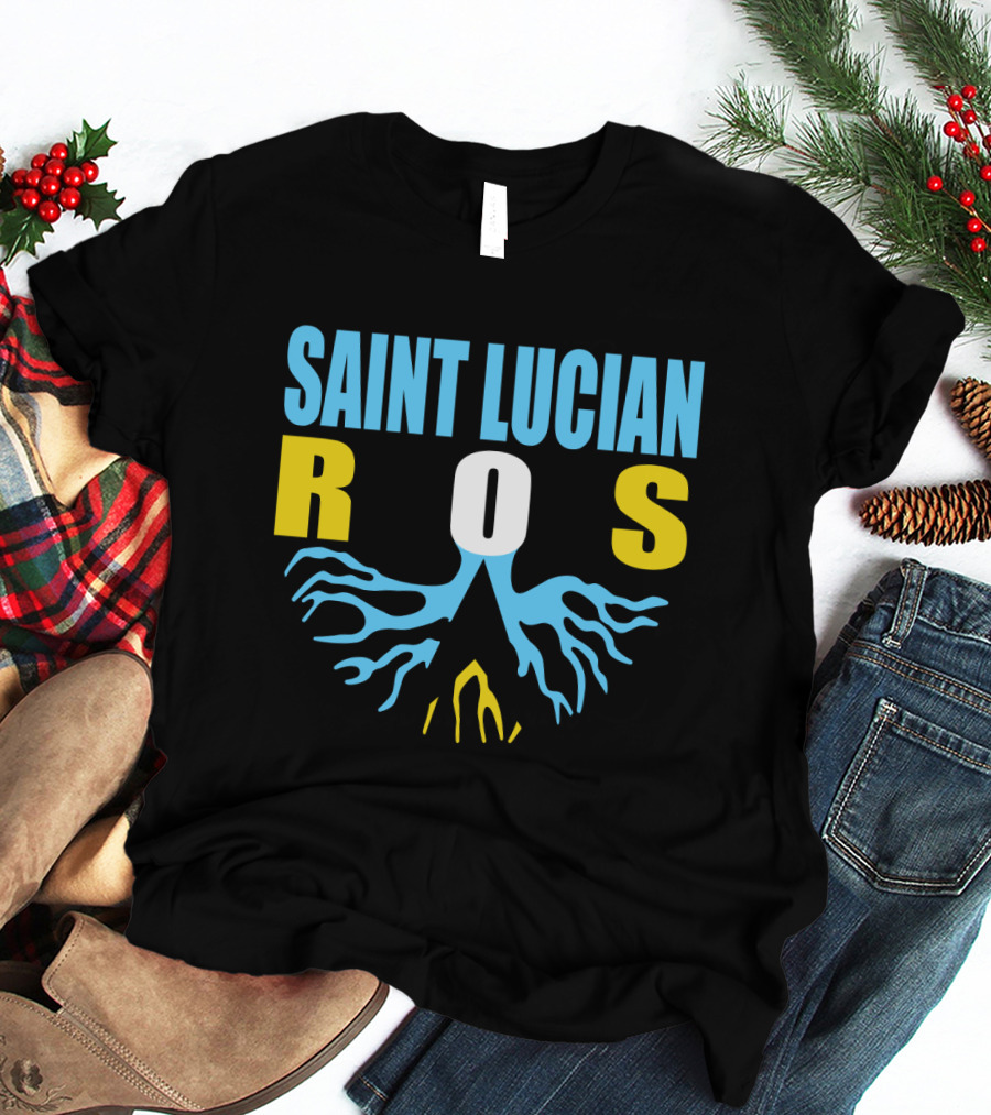 Storecastle Saint Lucian Roots With Saint Lucia Flag Colors T-Shirt