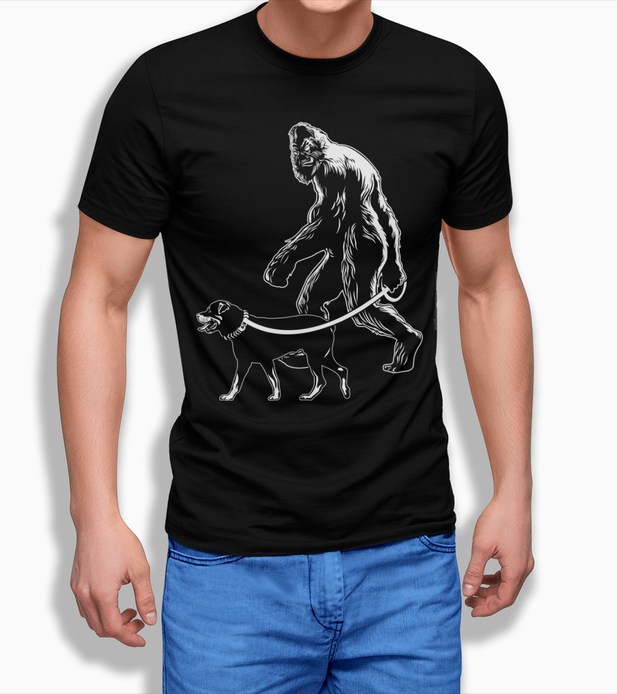 Bigfoot Walking Rottweiler Dog T-Shirt