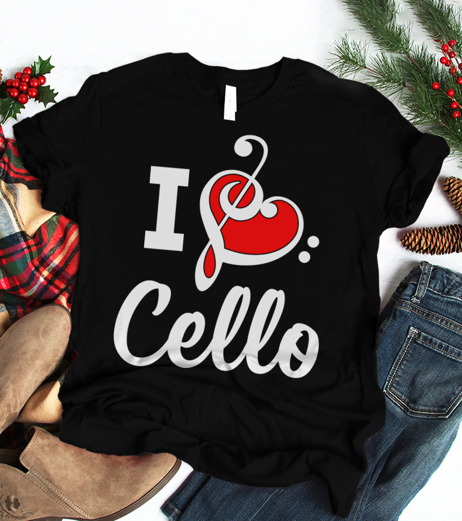 I Love Cello Treble Clef Heart T-Shirt