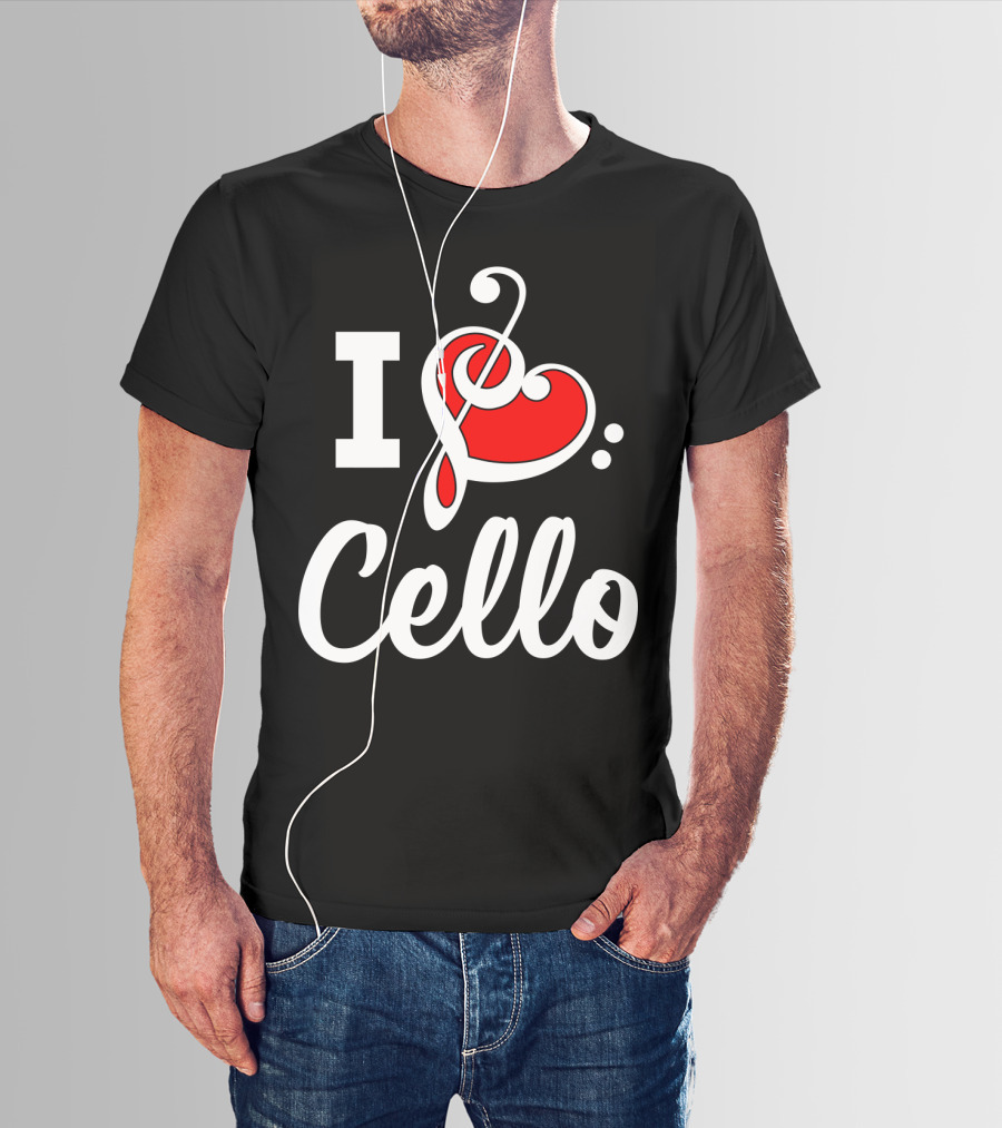 I Love Cello Treble Clef Heart T-Shirt