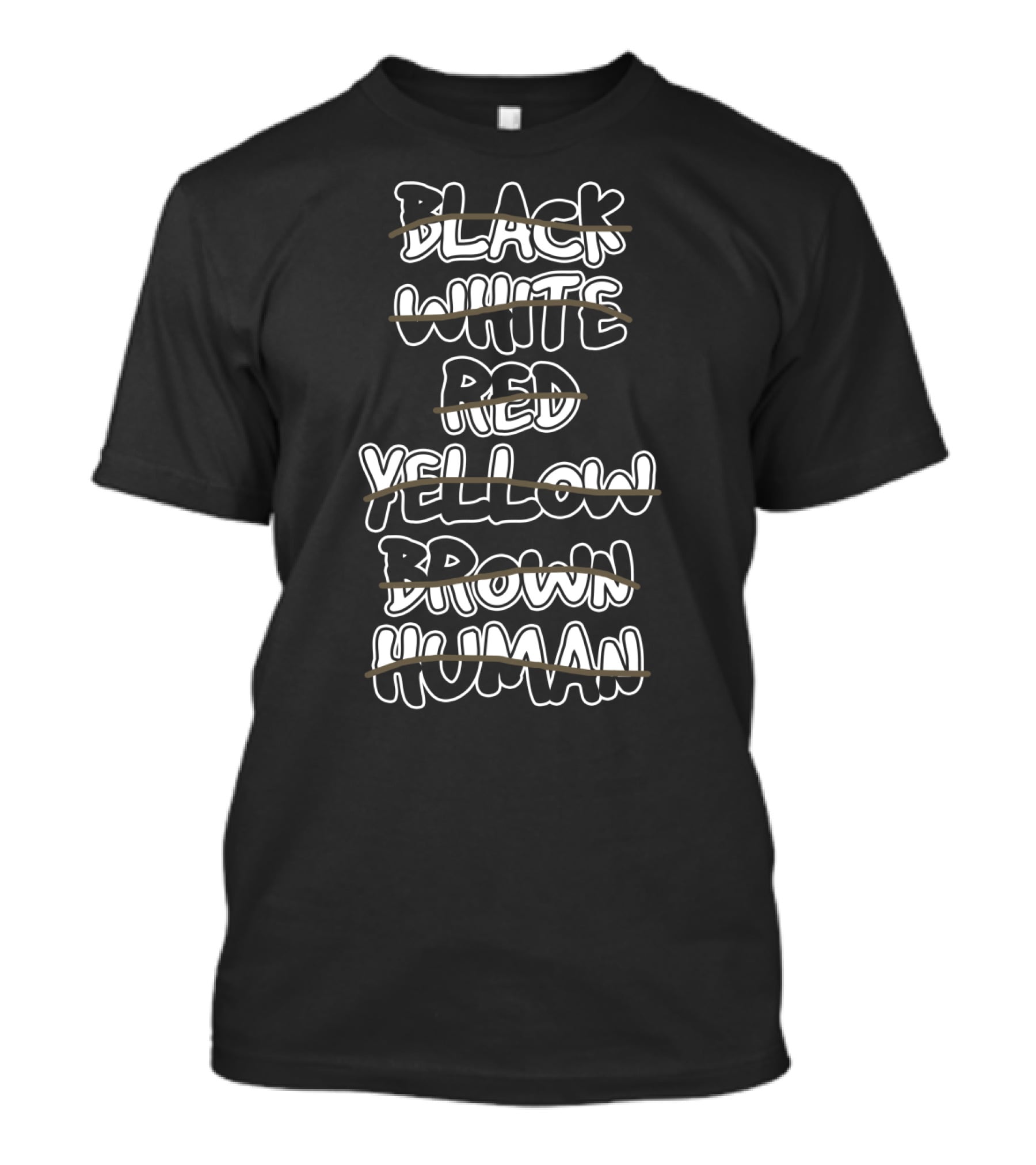 Black White Red Yellow Brown Human T-Shirt