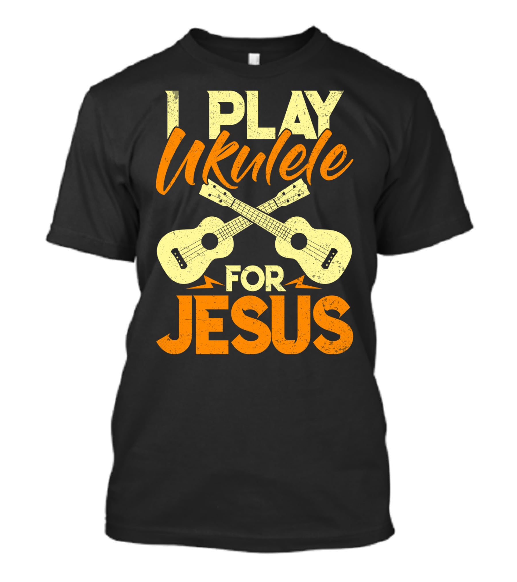 I Play Ukulele For Jesus Crossed Guitars Christian Music T-Shirt