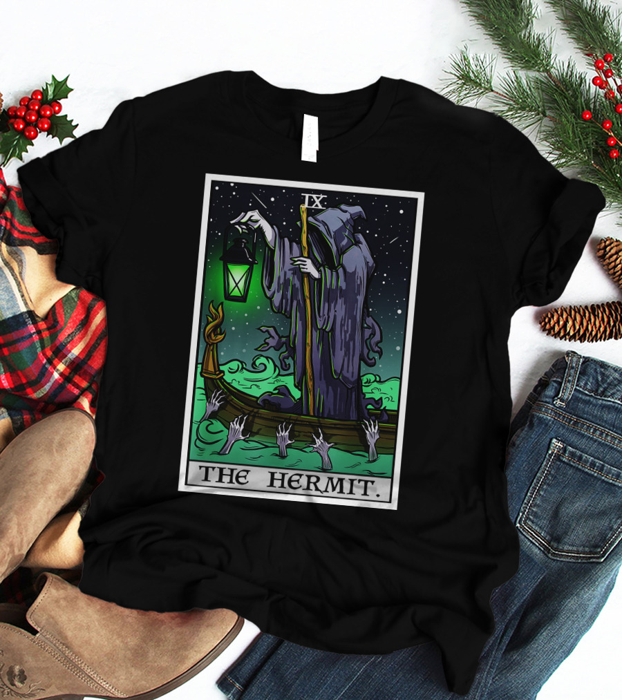 Halloween Grim Reaper Tarot Card The Hermit IX T-Shirt
