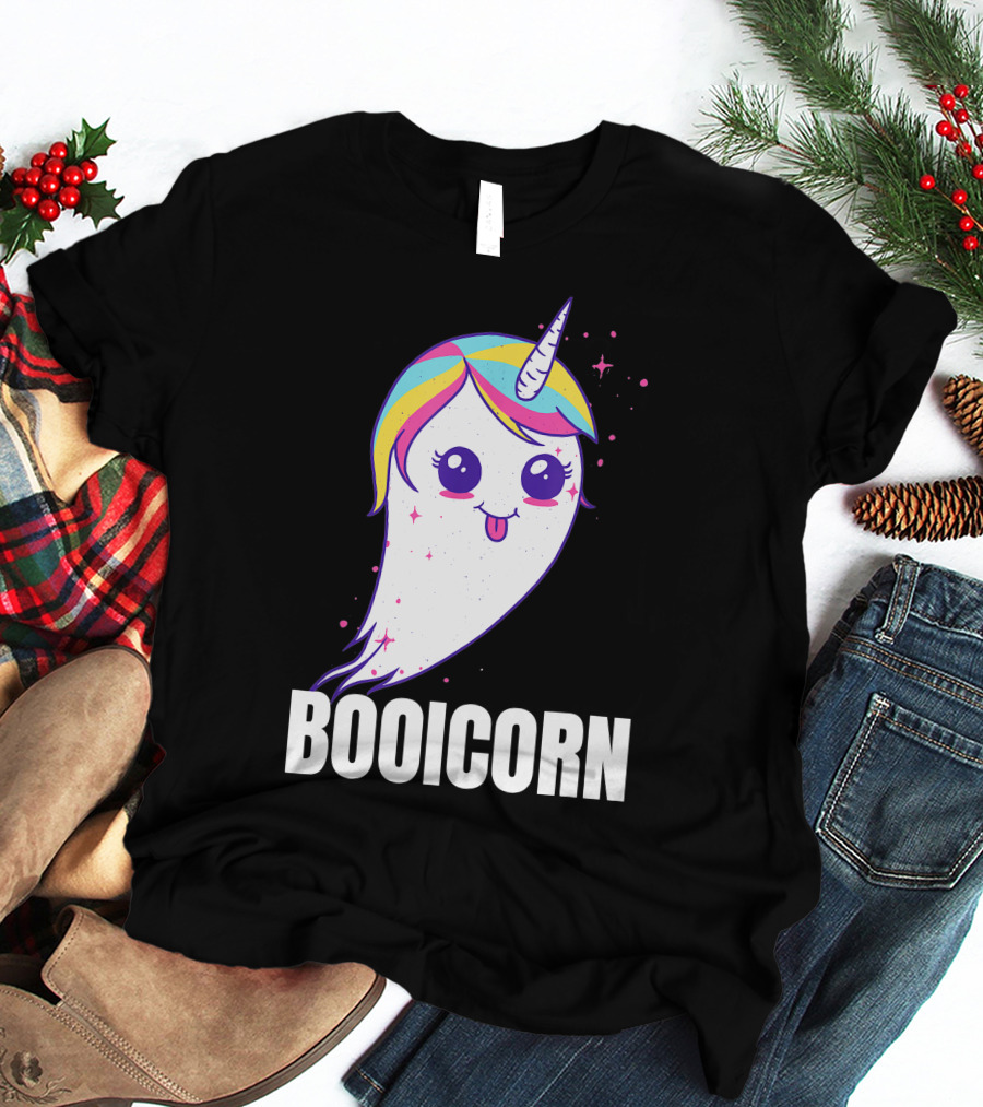 Booicorn Cute Ghost Unicorn Girls Clothes T-Shirt