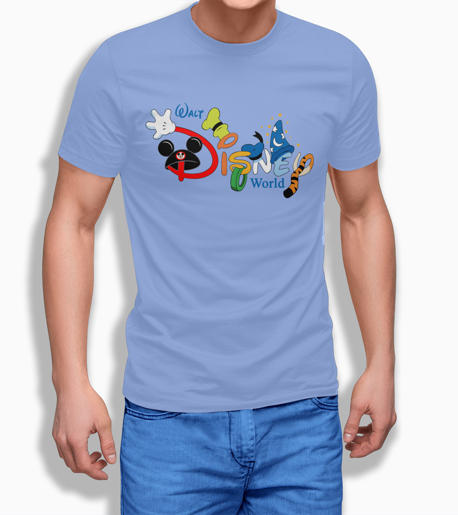 Walt Disney World Mickey Goofy Sorcerer Tigger Stylized Text T-Shirt
