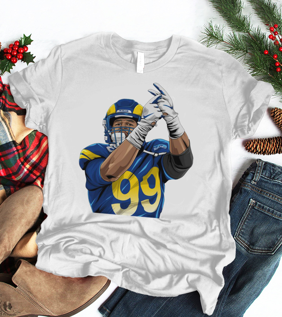 Aaron Donald Rams 99 Football Action Pose T-Shirt