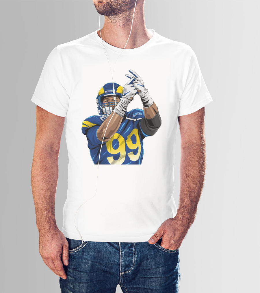 Aaron Donald Rams 99 Football Action Pose T-Shirt