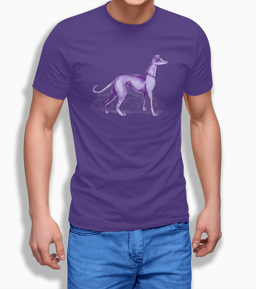 The One Purple Dog Silhouette Standing On A Purple Background T-Shirt