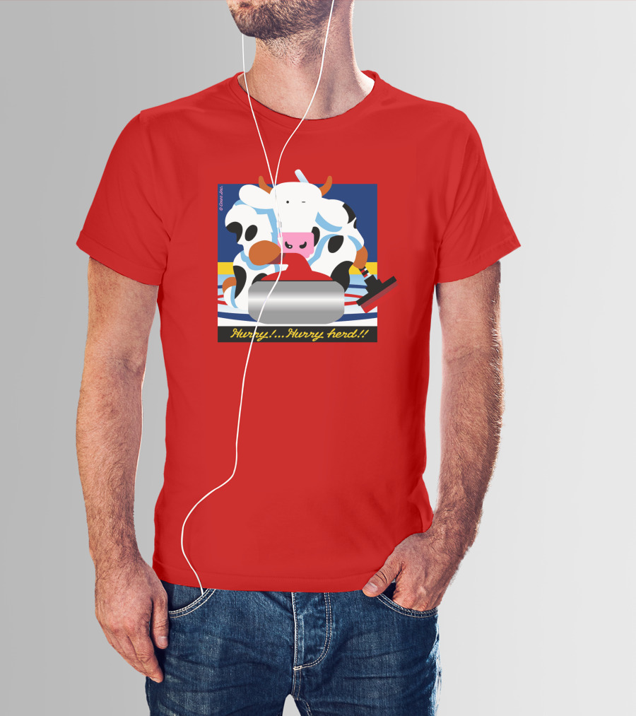 Hurry Hurry Herd Cow Curling Sweep T-Shirt