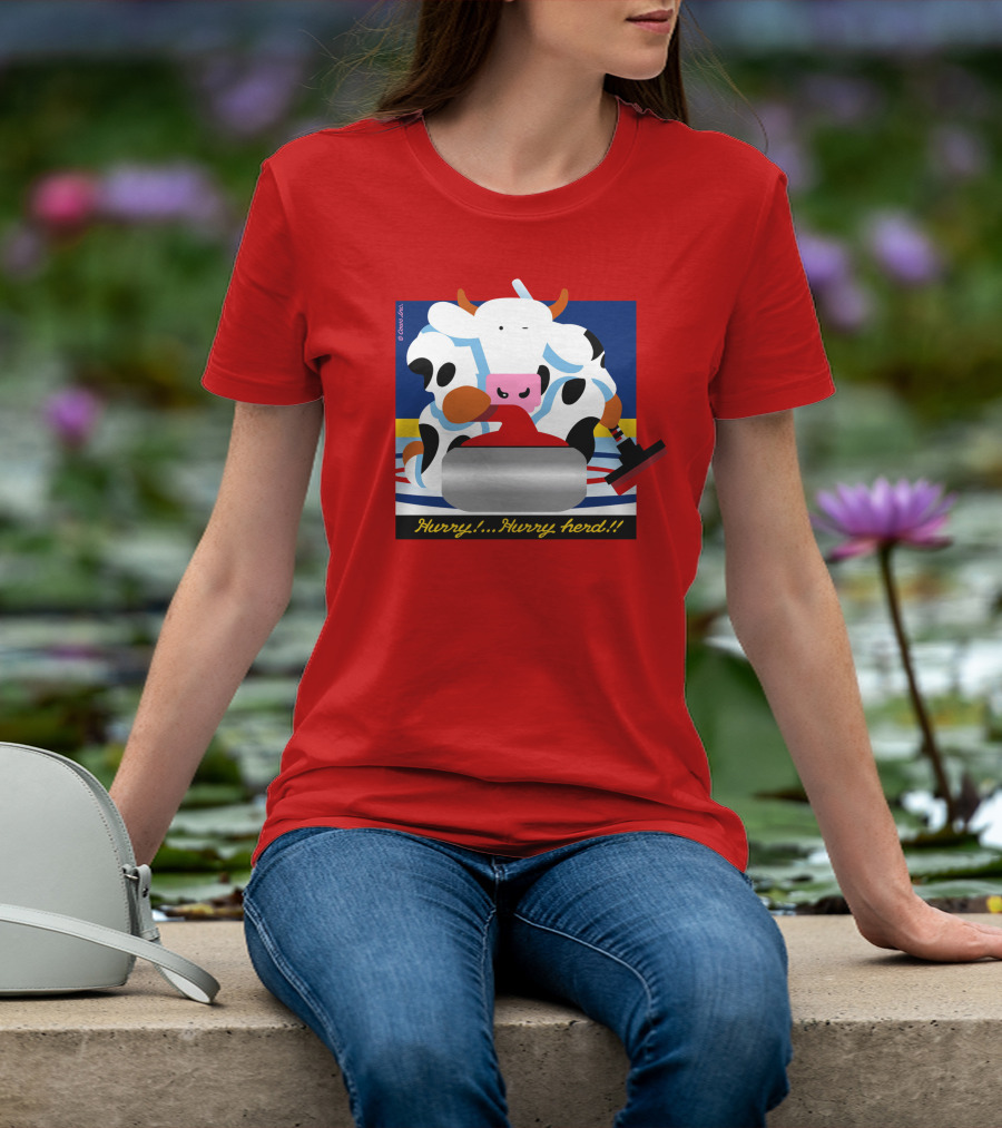 Hurry Hurry Herd Cow Curling Sweep T-Shirt