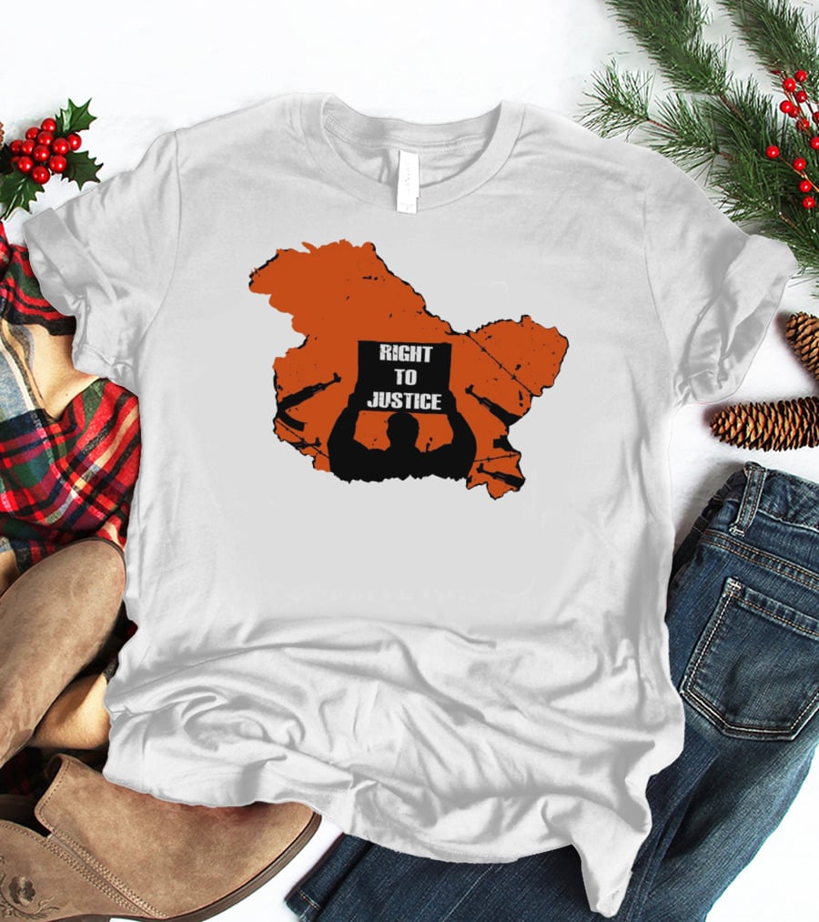 Right To Justice Protest Silhouette Inside Orange Map Shape T-Shirt