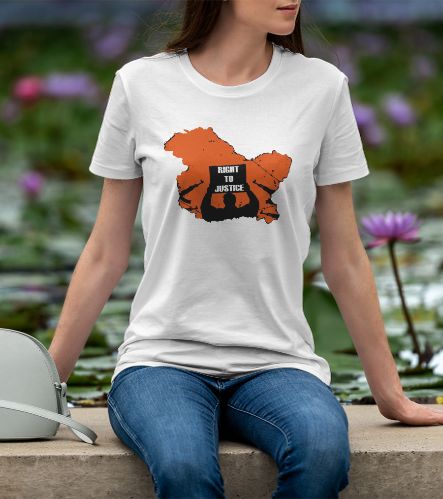 Right To Justice Protest Silhouette Inside Orange Map Shape T-Shirt