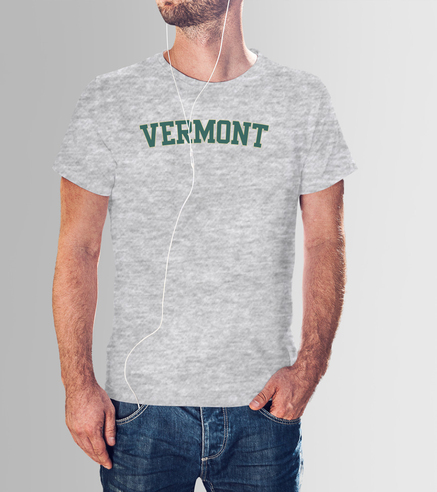 Vermont Green College Style Block Letters T-Shirt