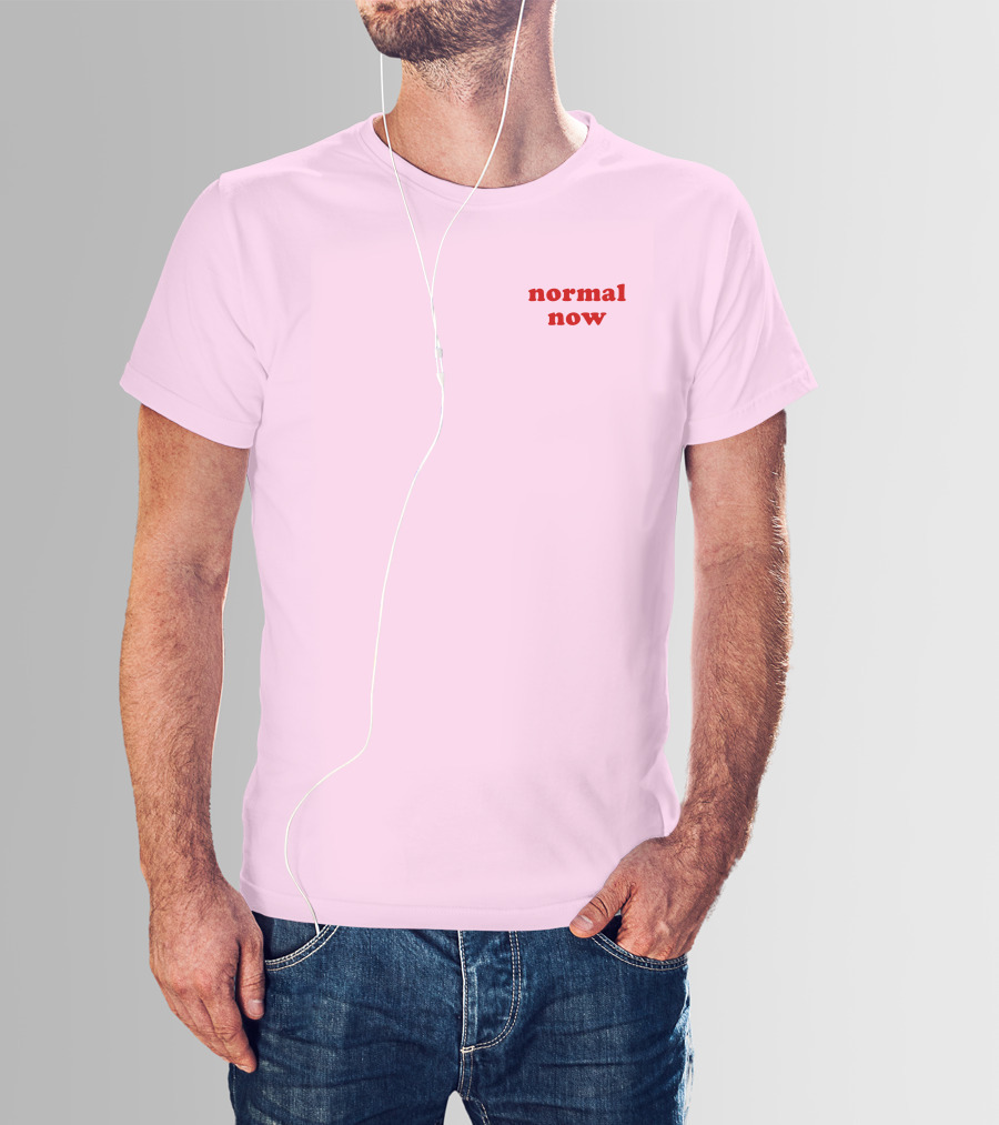 Normal Now Text Red On Light Pink T-Shirt