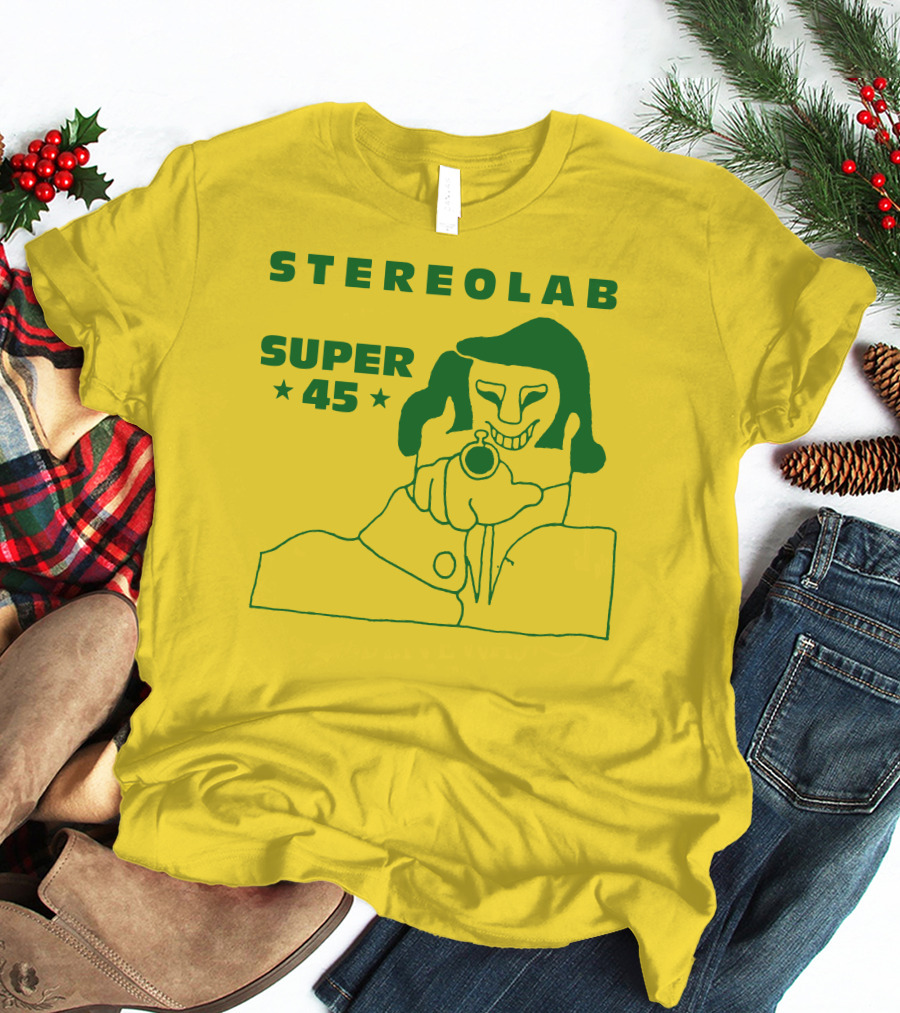 Stereolab Super 45 Abstract Green Figure With Stars T-Shirt