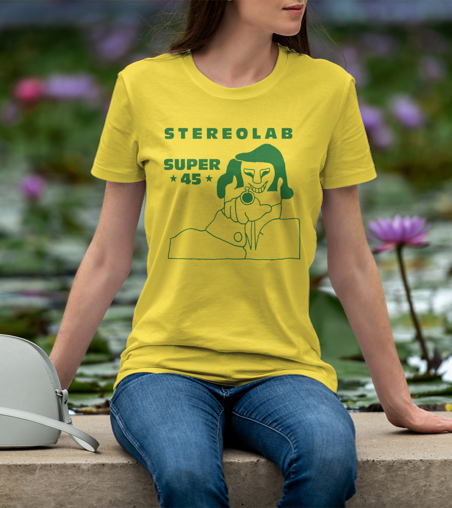 Stereolab Super 45 Abstract Green Figure With Stars T-Shirt