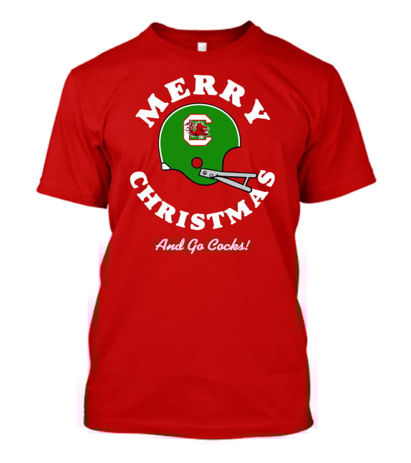 Merry Christmas And Go Cocks Football Helmet T-Shirt