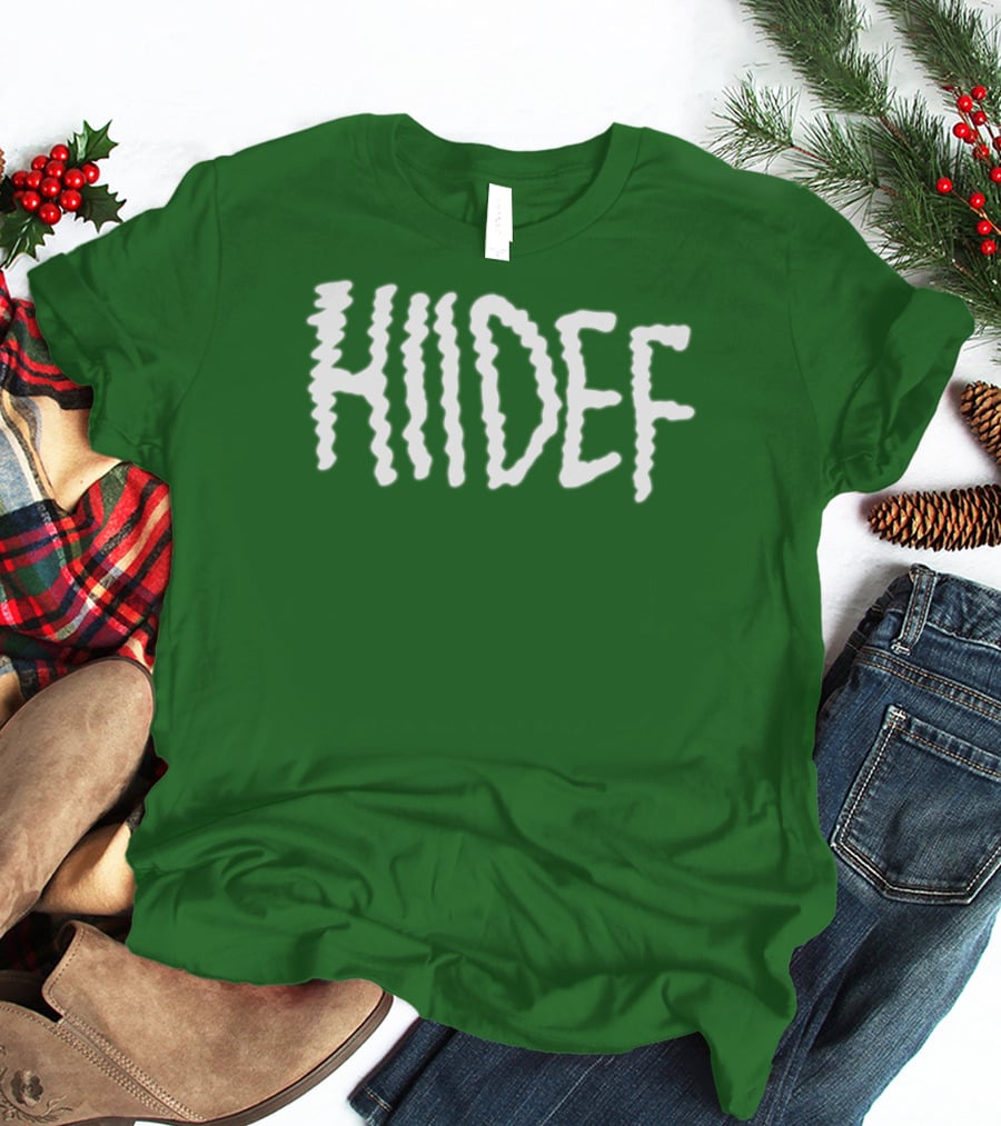 Hdi Hiidef White Text On Green Background T-Shirt